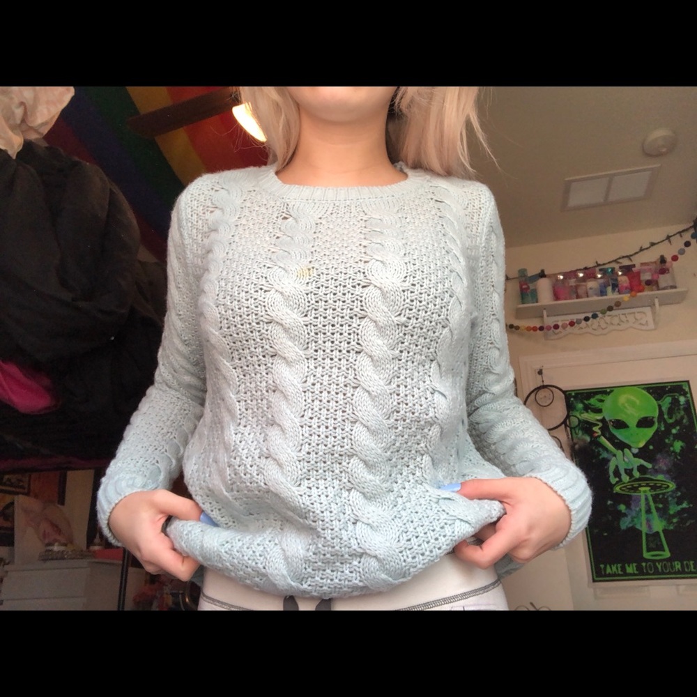 Blue Cable Knit Sweater